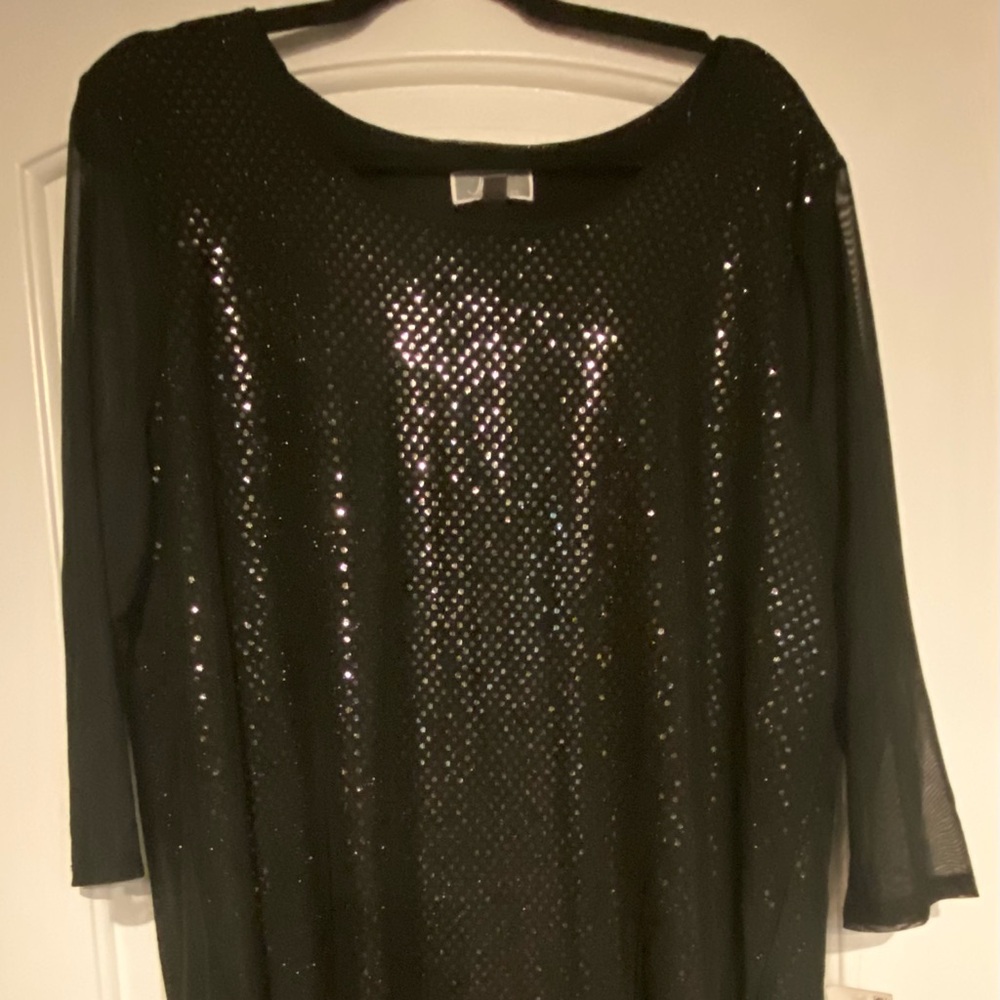 beautiful. fashion forward Black Sequin Blouse diagonal bottom.